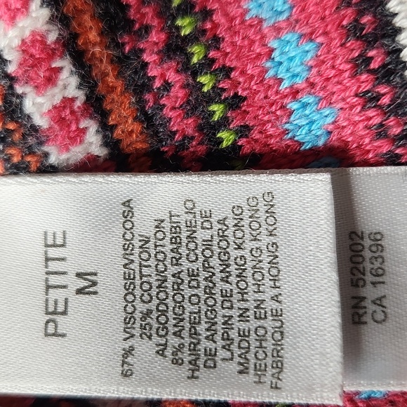 Vintage gray knit fair Isle preppy Quality boho full-zip ski cardigan sweater - Picture 9 of 11